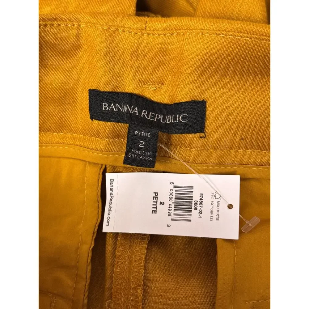 New Banana Republic Pants 2P Womens Yellow Linen Blend Wide Leg Trouser